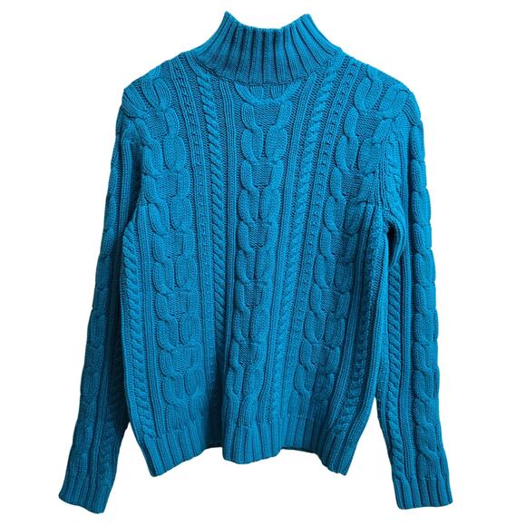 Chaps Womens Fisherman Preppy Classic Heritage Cable Knit Turtleneck Sweater M - Picture 1 of 9
